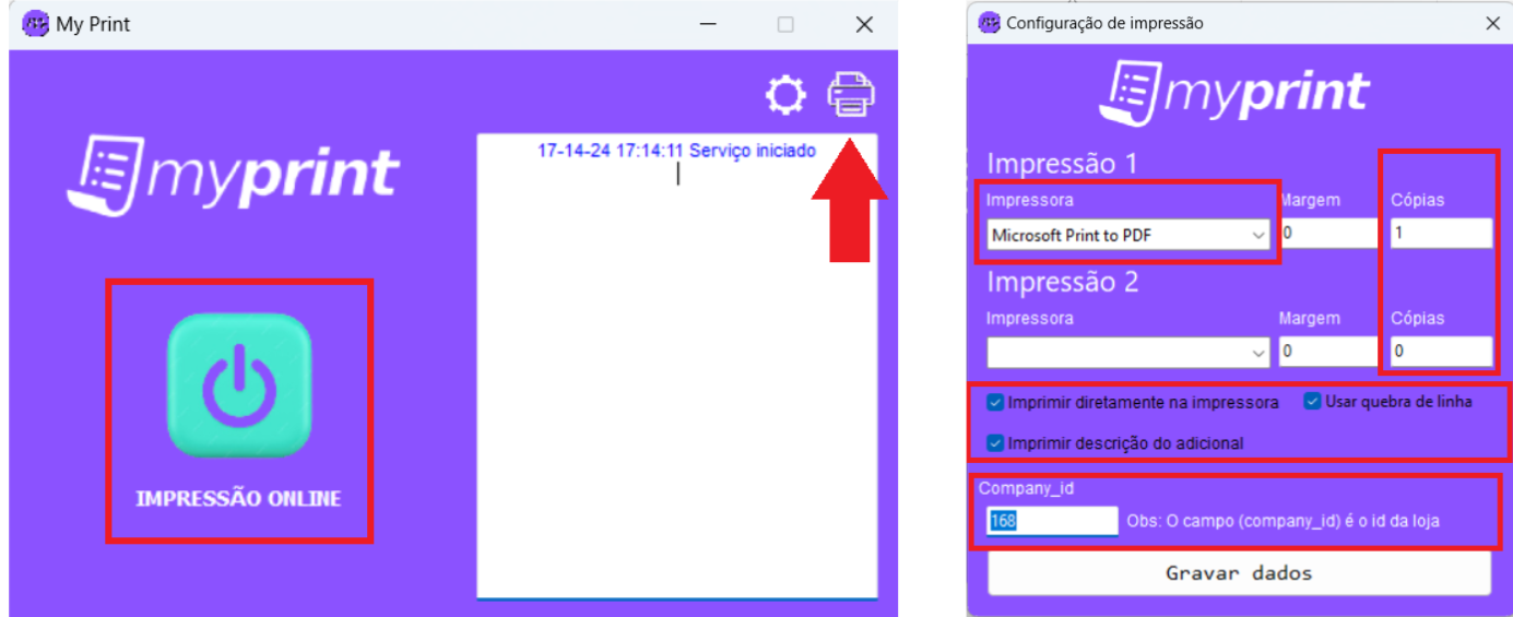 Passo 3 - Configuração MyPrint